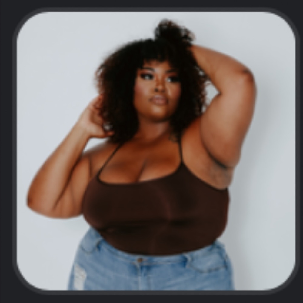 Klassy Network Brown Scoop Neck Cross Back Bodysuit
